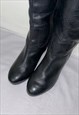 VINTAGE BLACK REAL LEATHER KNEE HIGH BOOTS