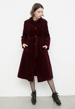 VINTAGE DARK RED CORDUROY COAT