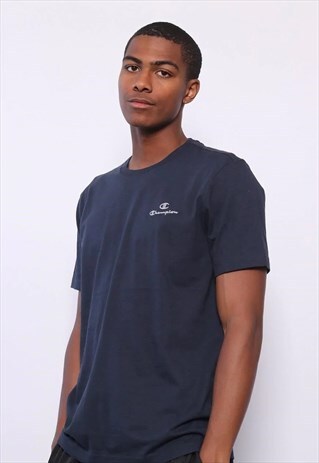 VINTAGE CHAMPION CHEST LOGO T-SHIRT NAVY BLUE