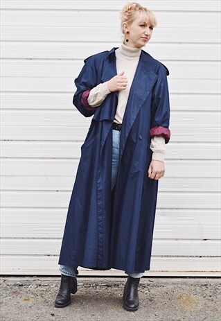VINTAGE 90S TRENCH COAT BLUE