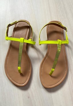 Neon Yellow Stud Sandals