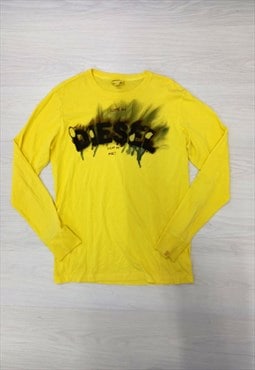 Y2K Yellow Diesel Long Sleeved Illustrated Top