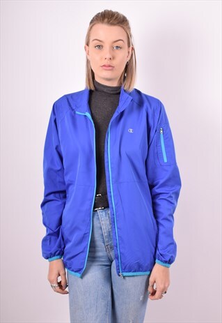 CHAMPION WOMENS VINTAGE TRACKSUIT TOP JACKET LARGE BLUE 90S