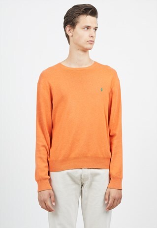 VINTAGE ORANGE POLO RALPH LAUREN ROUND NECK JUMPER SWEATER