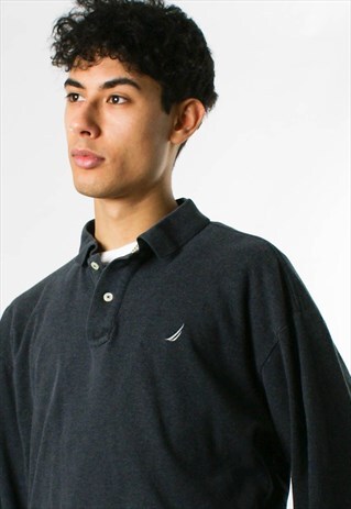 NAUTICA 1/4 COLLAR, THICK LONG SLEEVE POLO SHIRT