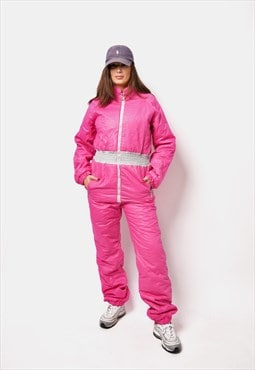 Vintage 80s ski suit for women in pink colour Vintage 90s 