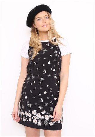 VINTAGE 90S DARK FLORAL PRINT MINI DRESS