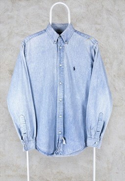 Polo Ralph Lauren Blue Denim Shirt Long Sleeve Oxford Medium