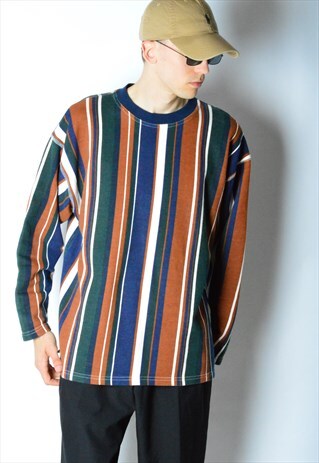 VINTAGE 80S COLOURFUL STRIPED SWEATSHIRT