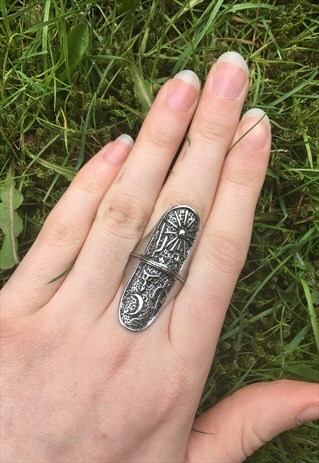 WOMENS BOHO SILVER COLOUR ETHNIC FESTIVAL MOON WESTERN RING