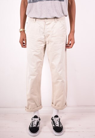 POLO RALPH LAUREN MENS VINTAGE TROUSERS W34 L32 BEIGE 90S