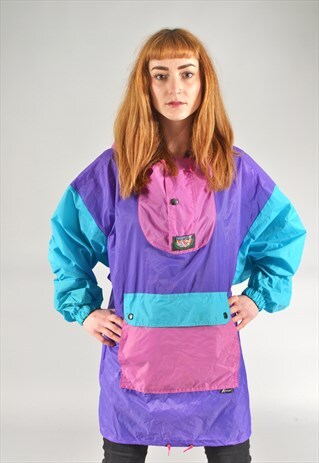 VINTAGE K-WAY PURPLE MULTICOLOURED RAINCOAT