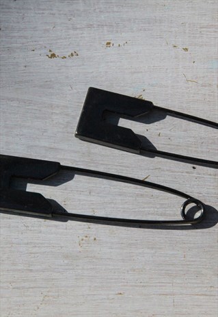 Set 2 big charcoal gray pins,safety pin,brooch.