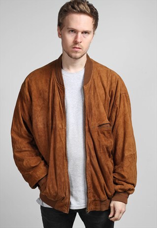 VINTAGE OVERSIZED SUEDE BOMBER JACKET