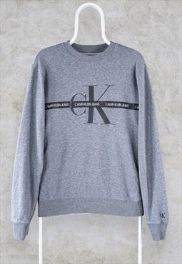 Calvin Klein Grey Sweatshirt Spell Out Mens Small