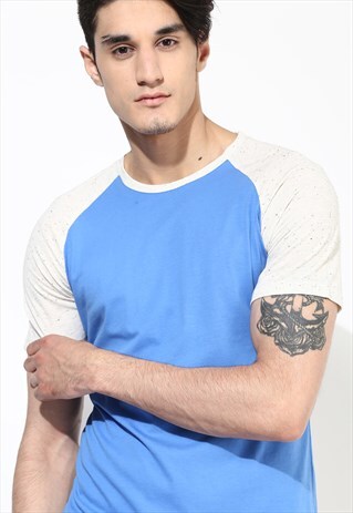 ORGANIC COTTON BASEBALL T-SHIRT. BLUE T-SHIRT.