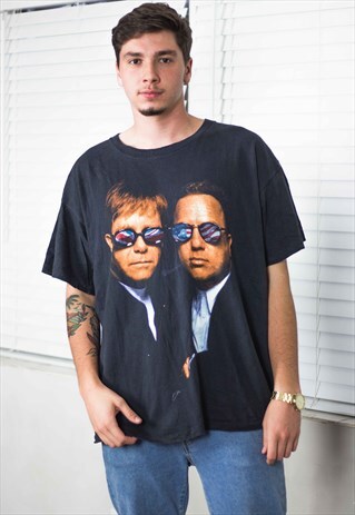 VINTAGE ELTON JOHN BILLY JOEL FACE TO FACE TOUR T-SHIRT 8.7