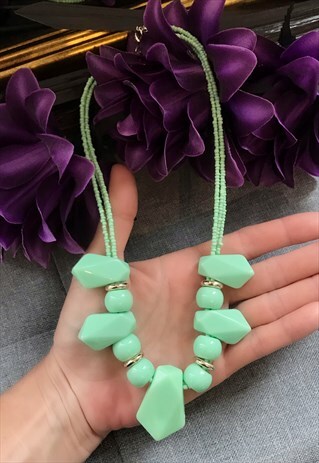 GREEN BEADED BOHO FESTIVAL NECKLACE