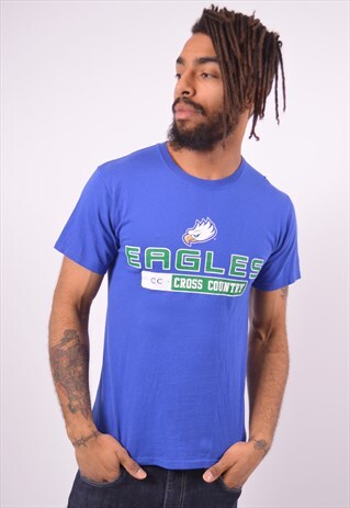 VINTAGE CHAMPION EAGLES T-SHIRT TOP BLUE