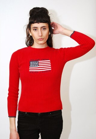 RALPH LAUREN SWEATER (S) VINTAGE 90S JUMPER POLO JEANS TOP