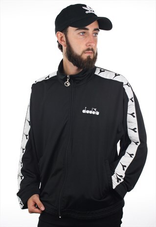 VINTAGE 90S DIADORA TAPE ARM TRACKSUIT TOP JACKET