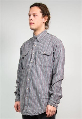 90'S VINTAGE HERRINGBONE STRIPED SHIRT