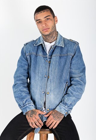 VINTAGE 80S ORIGINAL LEE SHEEPSKIN DENIM JACKET / S8517