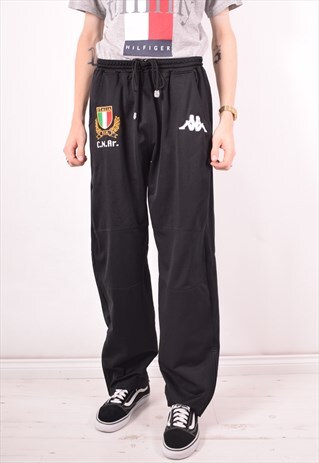 KAPPA MENS VINTAGE TRACKSUIT TROUSERS LARGE BLACK 90S