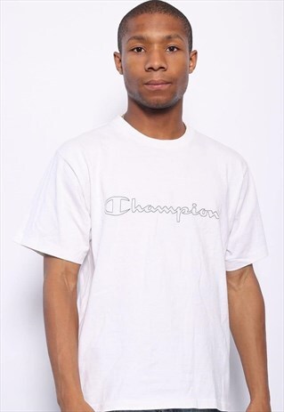 VINTAGE CHAMPION BIG SPELL OUT LOGO T-SHIRT WHITE