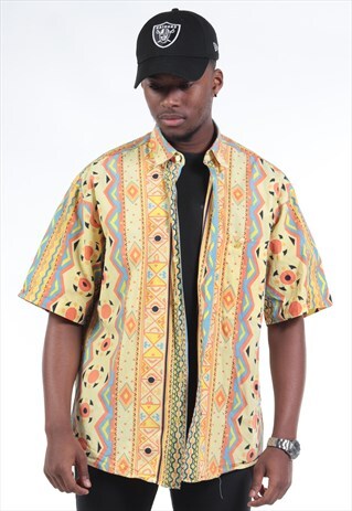 VINTAGE ABSTRACT CRAZY PRINT SHIRT