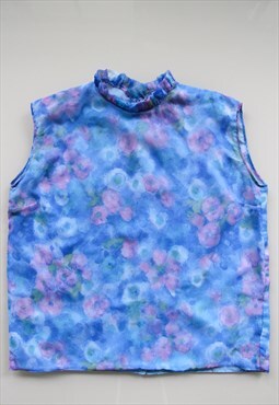 80s Ruffle Floral Top