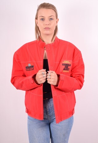 WOMENS VINTAGE FORMULA ONE JACKET MEDIUM RED 90S