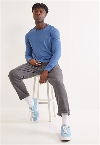 VINTAGE RALPH LAUREN LONG SLEEVE TOP BLUE