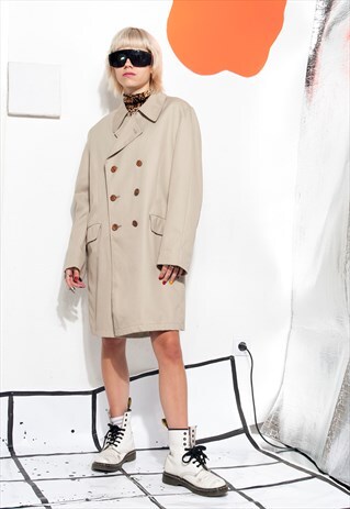 VINTAGE TRENCH COAT 70S DOUBLE BREASTED BEIGE SPRING COAT