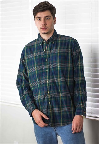 VINTAGE POLO RALPH LAUREN SHIRT FLANNEL LOGO 90S L 7.2