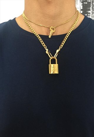 LOUIS VUITTON PADLOCK NECKLACE WITH DOUBLE CHAINS