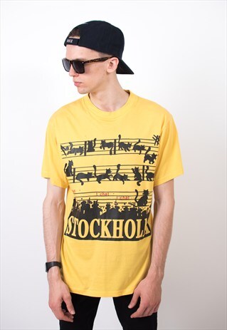 VINTAGE 90S YELLOW STOCKHOLM T-SHIRT