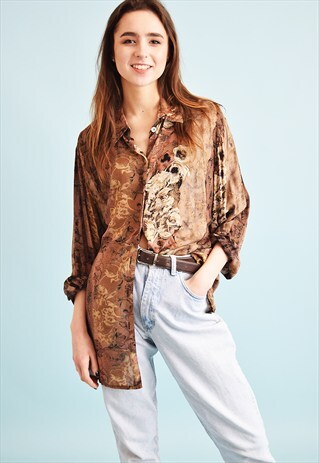 90'S RETRO ABSTRACT PATTERN OVERSIZED SHIRT TOP