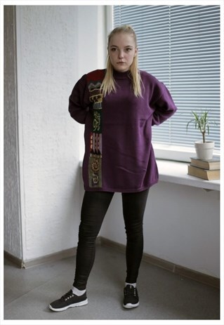 VINTAGE 80'S LONG DARK PURPLE JUMPER