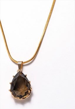 Gold Plated 24k chocolate stone necklace 