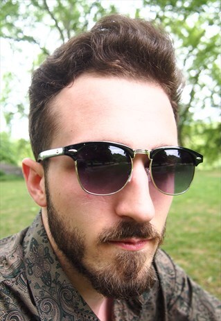 PURPLE BLACK LENS CLUB MASTER SUNGLASSES