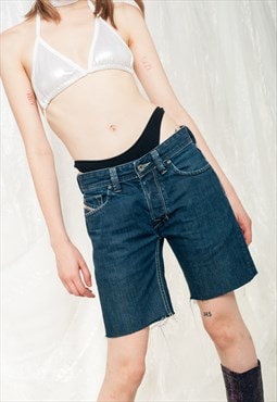 Vintage Diesel Denim Shorts Y2K Middle Rise Wide Leg Jeans