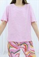 90S VINTAGE PINK FLORAL EMBOSSED BLOUSE TOP
