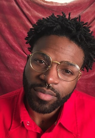 GOLD VINTAGE STYLE FRAME CLEAR LENS GLASSES