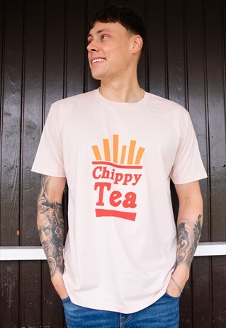 CHIPPY TEA MEN'S SLOGAN T-SHIRT WITH CHIPS GRAPHIC
