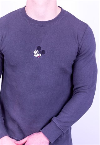 VINTAGE DISNEY EMBROIDERED SWEATSHIRT GREY MEDIUM
