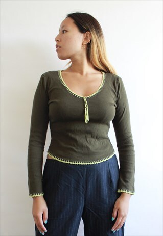 VINTAGE KHAKI LONG CROP TOP