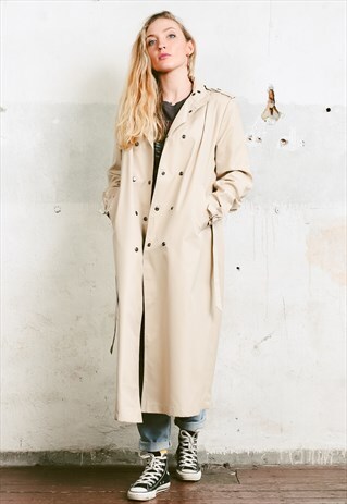 VINTAGE 90S SNAP BUTTON TRENCH COAT