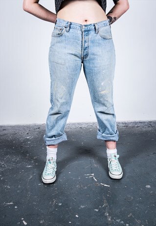VINTAGE LEVI'S 501 BLUE PAINT MOM JEANS