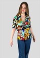 MIMMINA SHORT SLEEVE 80'S VINTAGE FLORAL BLOUSE JACKET 